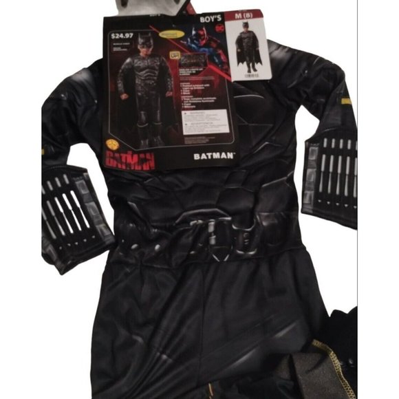 The Batman Boys 3 Piece Padded Muscle Costume Medium 8 New Halloween Lights Up - Picture 9 of 9